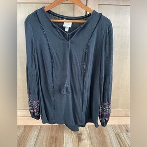 Knox Rose Women’s long sleeve, embroidered Whimsy goth, Fairy Grunge, Peasant